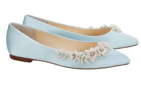 embellished comfortable blue slip on wedding flats