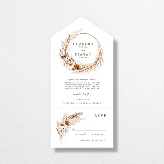 The Knot all-in-one wedding invitations featuring detachable RSVP and guest addressing