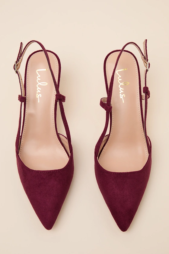 pointed toe slingback heels in burgundy you can wear again
