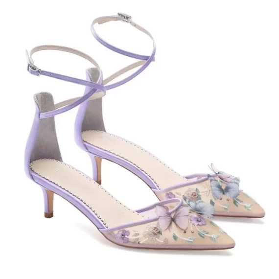 non-traditional kitten heel butterfly chiffon heels you will wear again