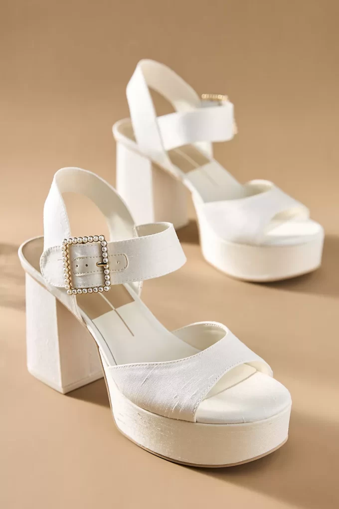 White wedding platform heels built for comfort and style