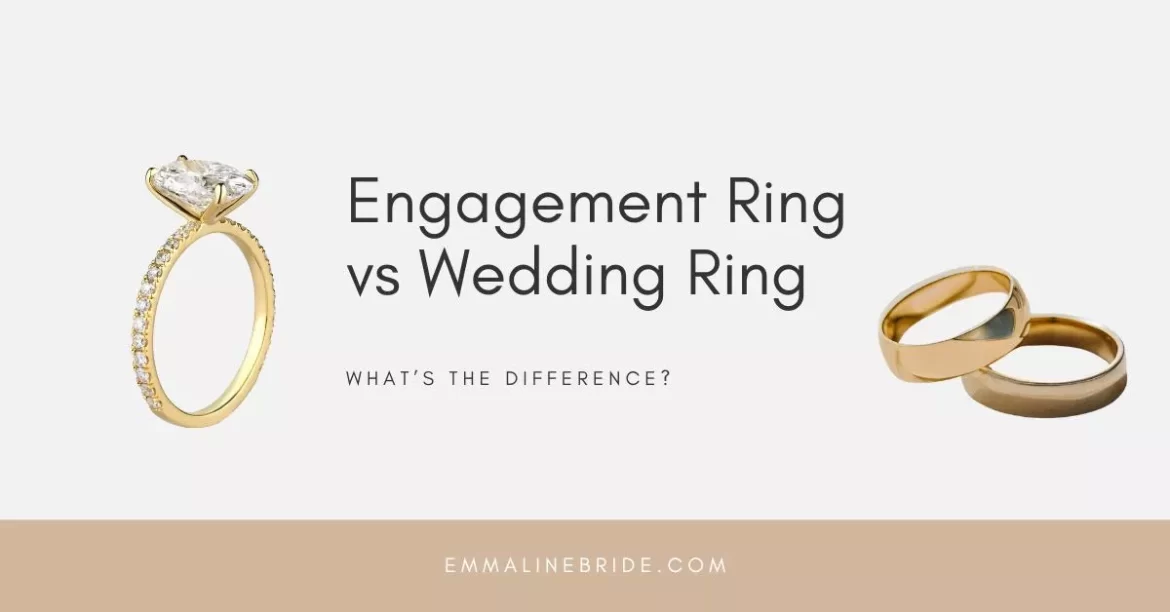 Engagement ring and wedding ring side by side showing the difference