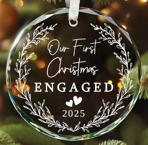 First Christmas engaged ornament - sentimental gift for bride to be