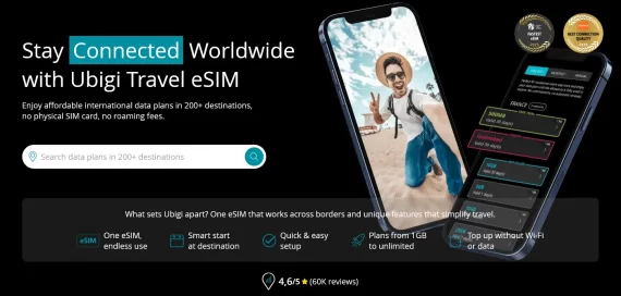 Ubigi app setup demonstrating how to activate a travel eSIM abroad