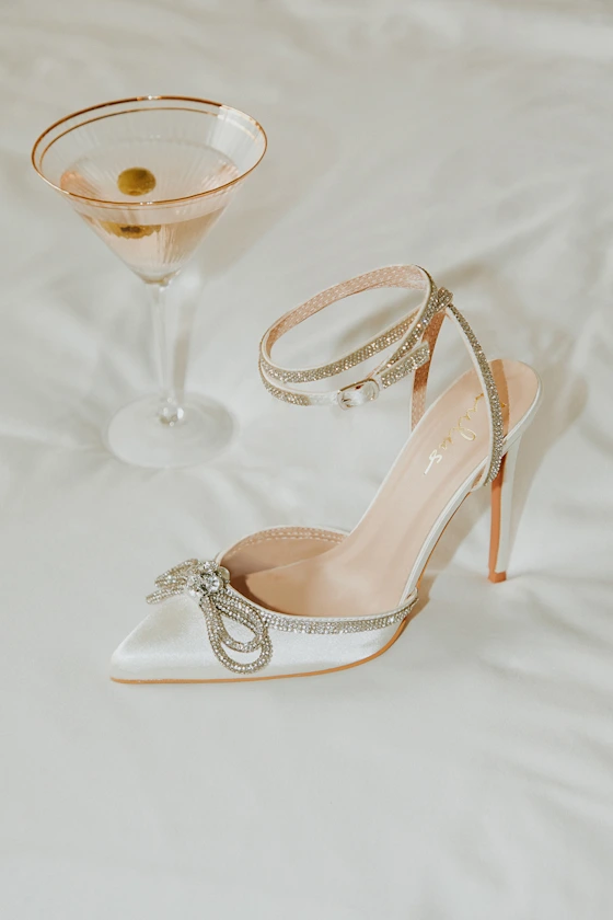 ivory rhinestone bow bridal heels