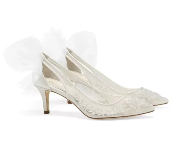 Bella Belle slingback kitten heels with bow on back