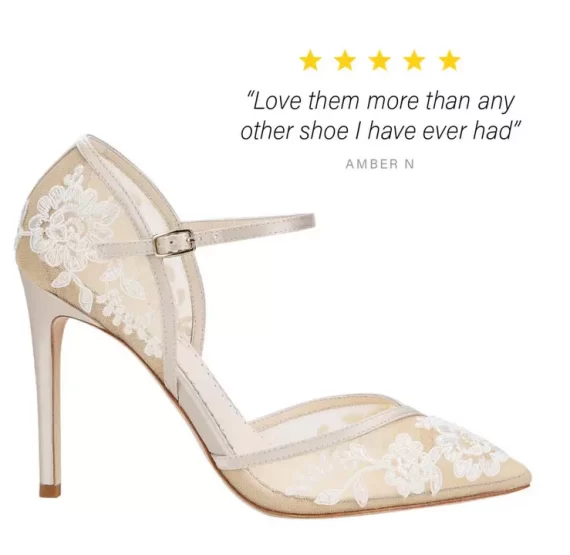 Bella Belle bridal shoes shown in d'orsay style for weddings