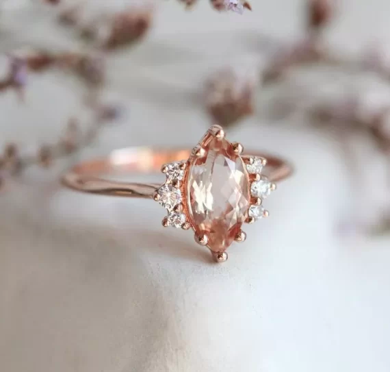 marquise shaped morganite engagement ring as non-diamond alternative