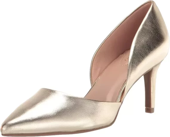 Gold and silver metallic wedding heels that can be worn again for parties and evening events