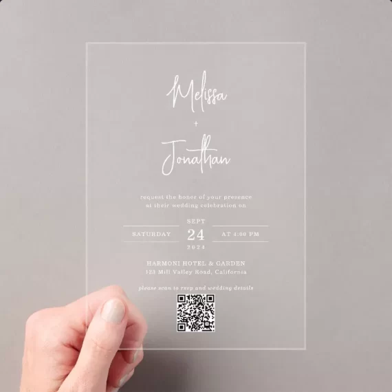 qr code acrylic wedding invitations