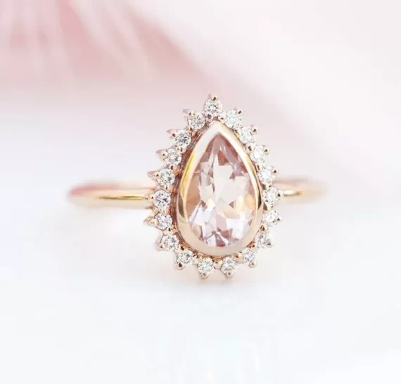 Morganite engagement ring with blush pink stone set in rose gold