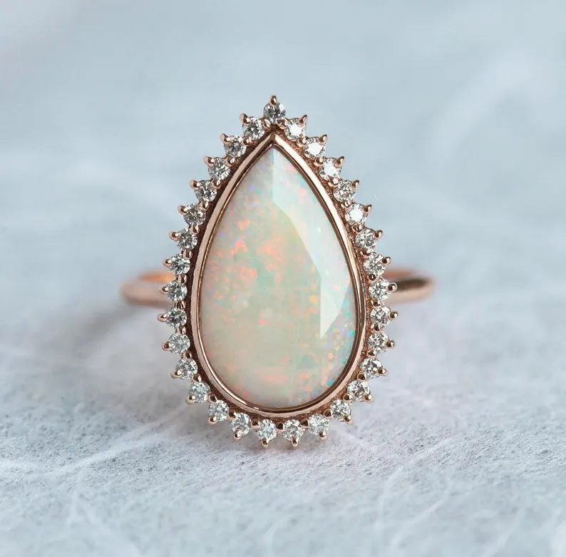 opal engagement ring alternative to diamond