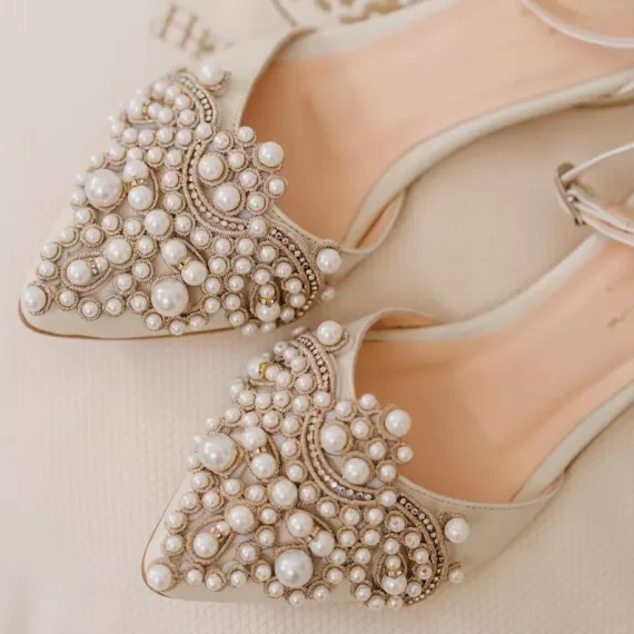 Ivory pearl bridal flats
