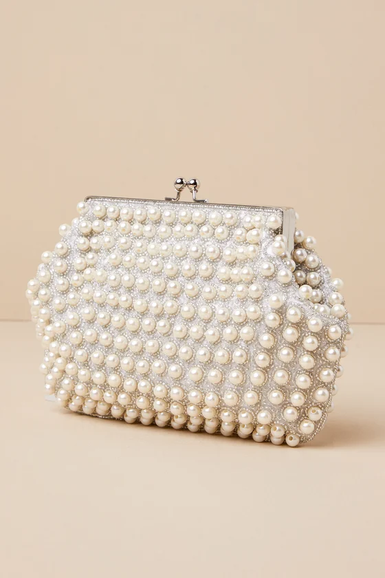 allover pearl wedding clutch bag for bridal accessories