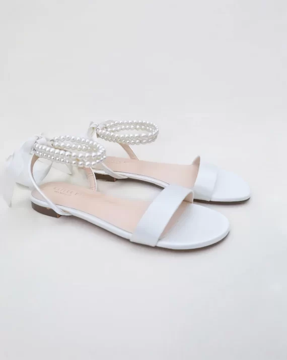 pearl embellished bridal sandals — comfortable non-heel option