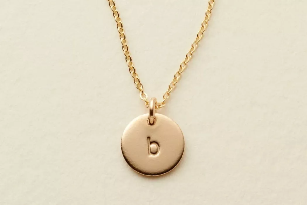 Personalized initial disc necklace