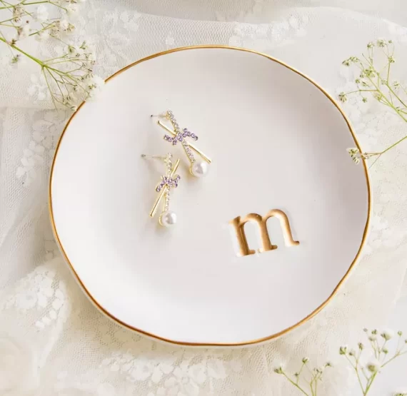 Personalized ring dish engraved with name or future Mrs. - sentimental Christmas gift for bride to be