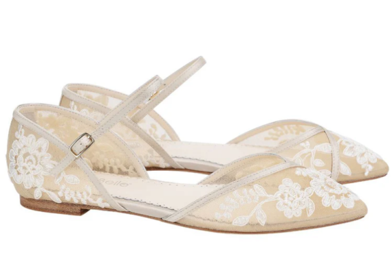 pointed toe lace wedding flats with no heel