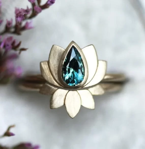 Blue sapphire engagement ring as a durable non-diamond alternative to a diamond ring