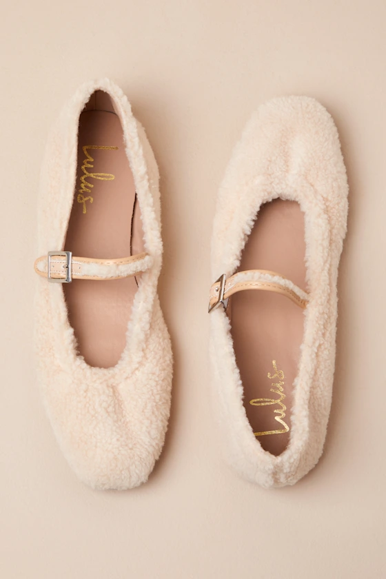 shearling buckle ballet flats - wedding heel alternative