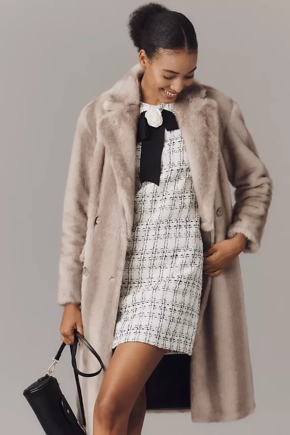 Silver faux mink fur coat