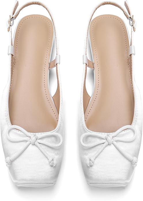 white slingback bridal flats with no heel