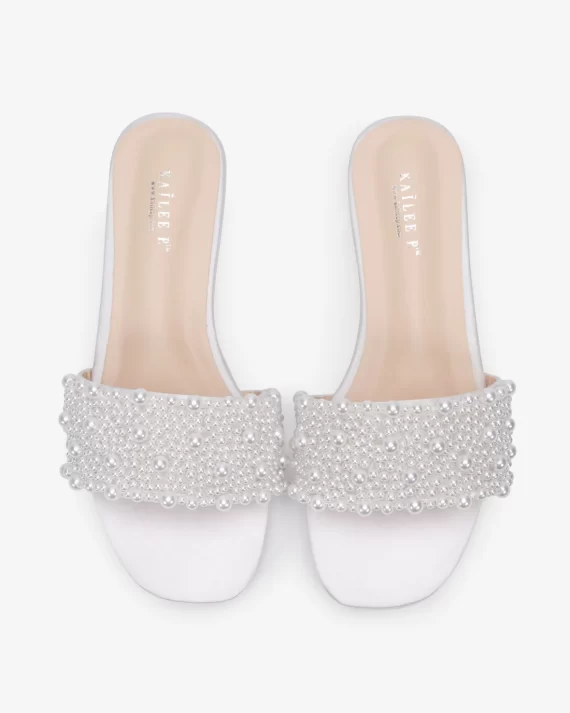 satin bridal mules without heels