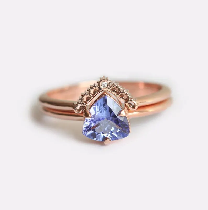 tanzanite trillion engagement ring