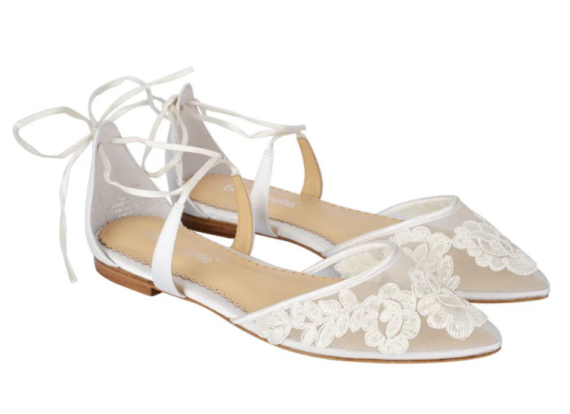 lace bridal flats with tie - wedding heel alternative