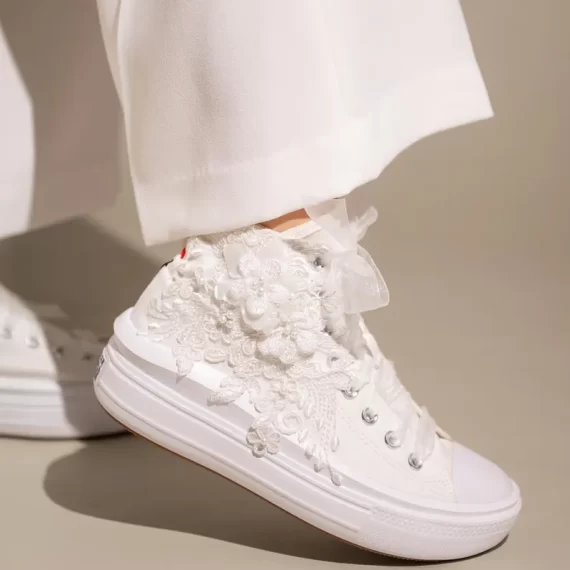 white converse lace wedding sneakers for non-heel option