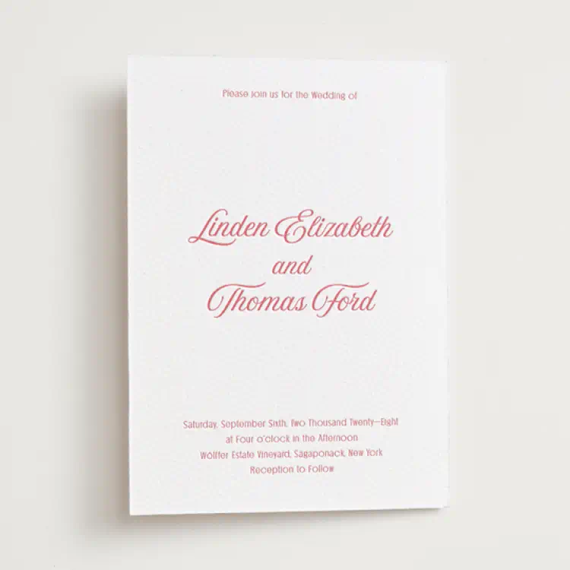 Example invitation showing no middle names