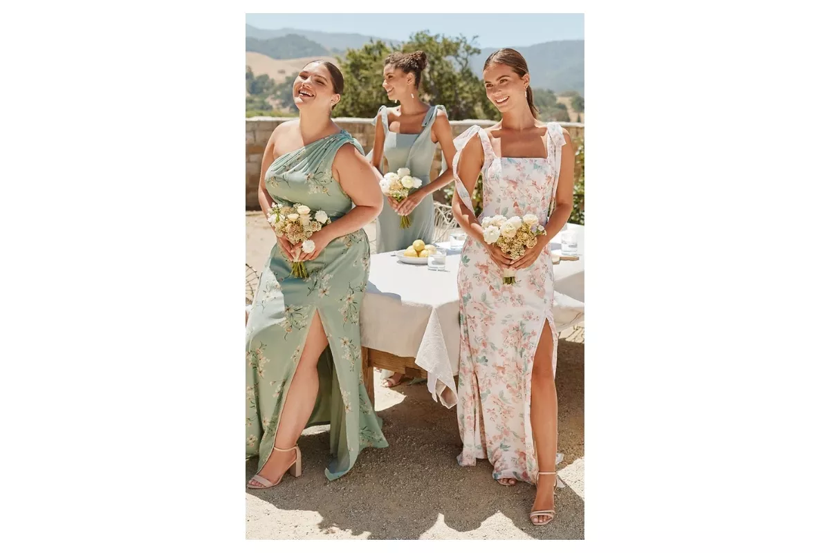 Real wedding featuring bridesmaids in Birdy Grey dresses