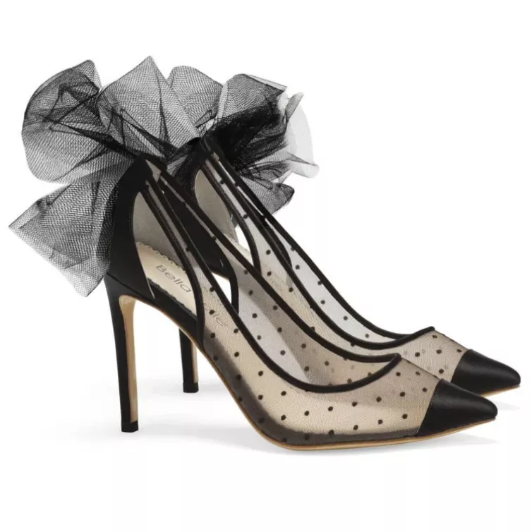 black wedding heels with bow and pointed toe - wedding shoes that are not white