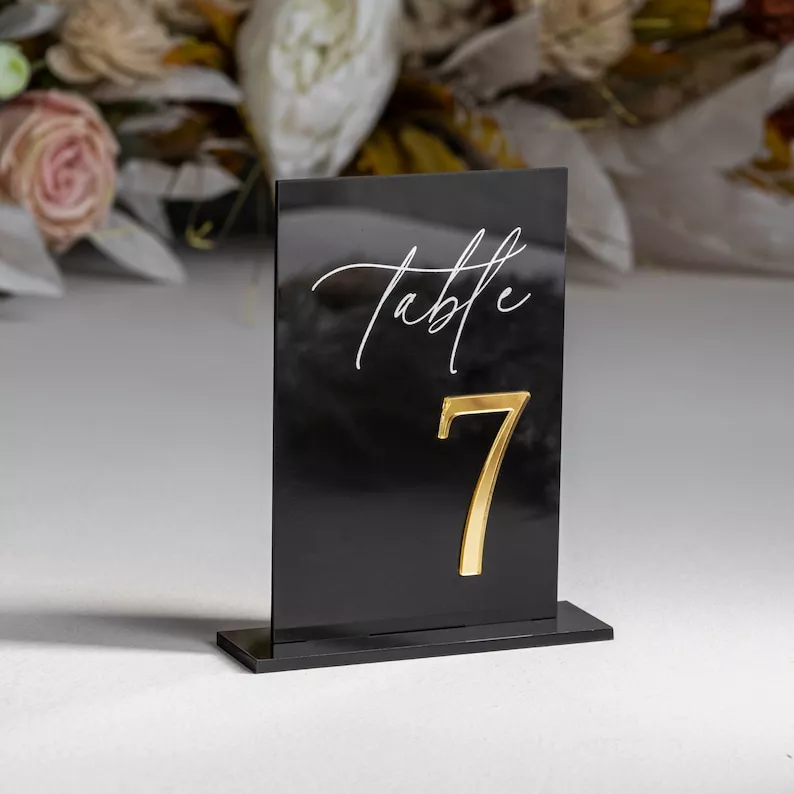 black wedding table numbers