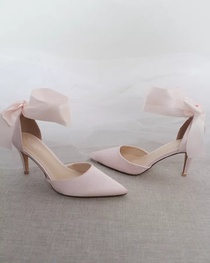 Pointed toe blush pink wedding shoes for white shoe alternative