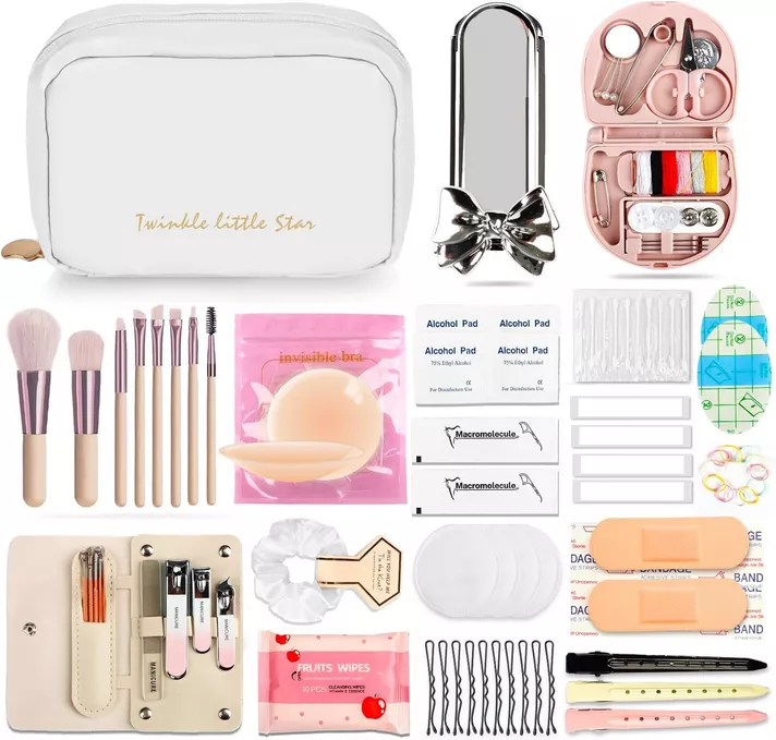 compact bridesmaid emergency kit with essentials for the wedding day