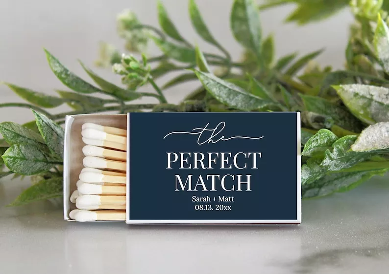 Custom wedding matchboxes as practical and memorable favors that guests will use