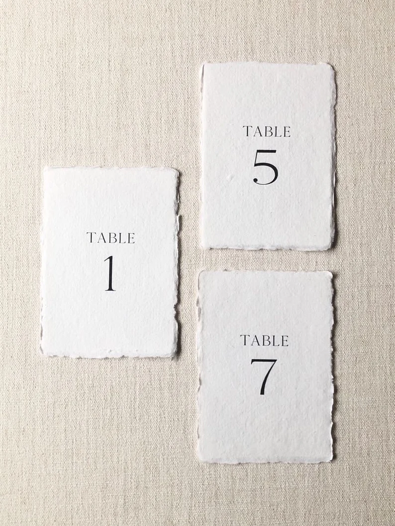 deckled edge wedding table numbers