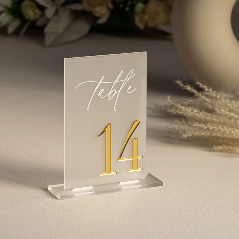 frosted wedding table numbers