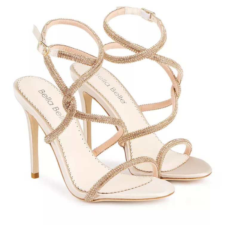 strappy gold wedding heeled sandals