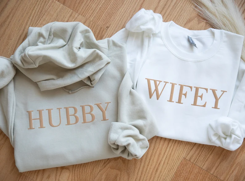 couples sweatshirts - hubby and wifey sweatshirt set