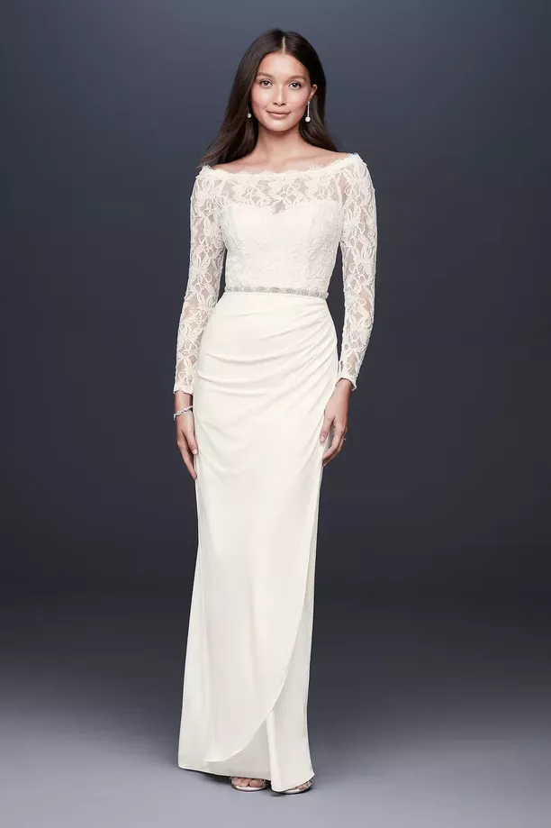 long sleeve lace wedding dress under 500