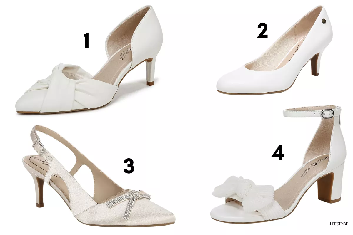 LifeStride wide width wedding shoes offering comfort and style with soft cushioning and a sleek bridal design