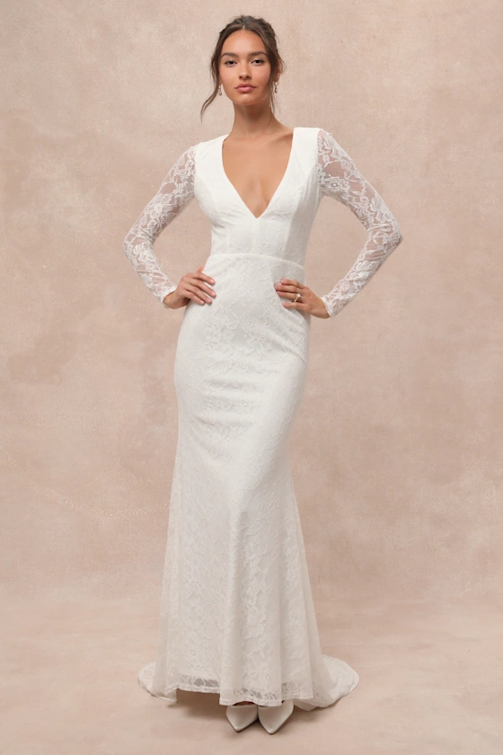 long-sleeve lace wedding dress