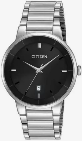 Minimal style men's groomsmen gift watch with silver band and black timeplate