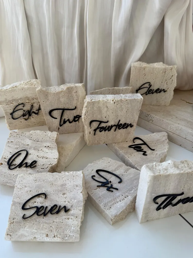 natural stone wedding table numbers for a creative decor option