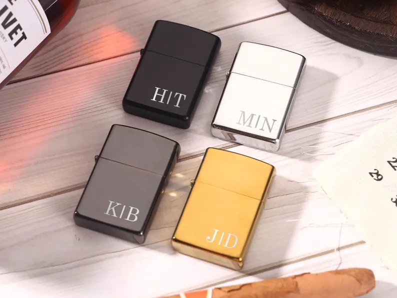 Custom engraved lighter with case groomsmen gift for personalized wedding gift