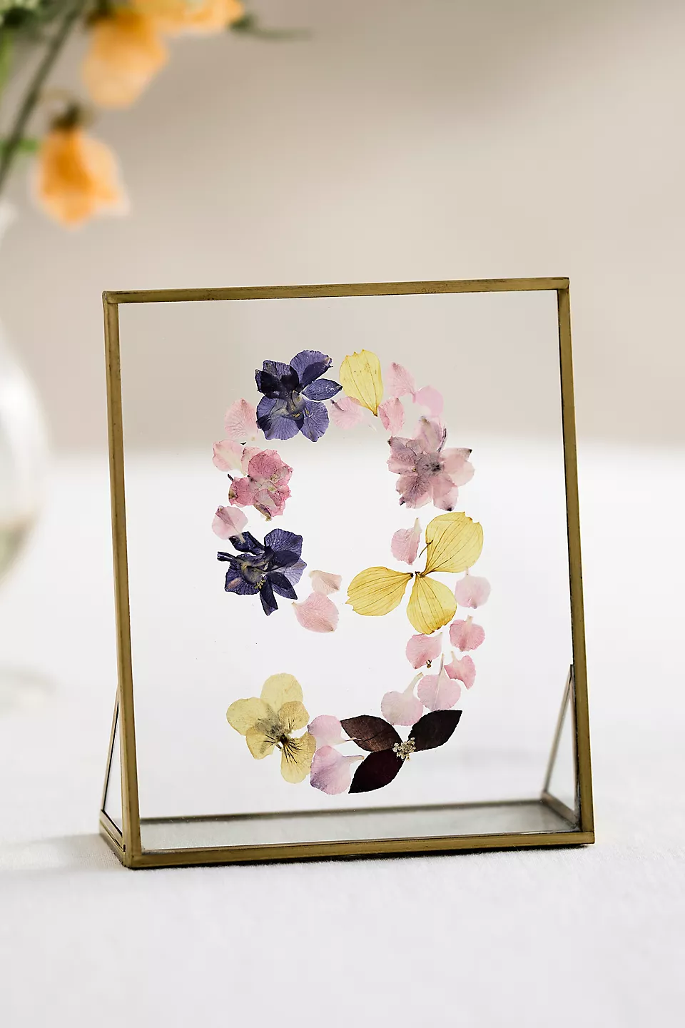 pressed flower wedding table numbers in frame