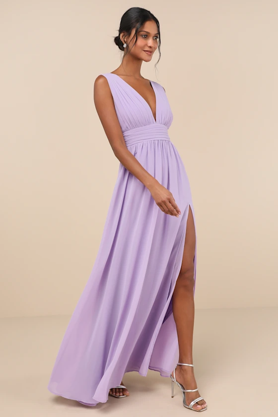 Purple chiffon bridesmaid dress