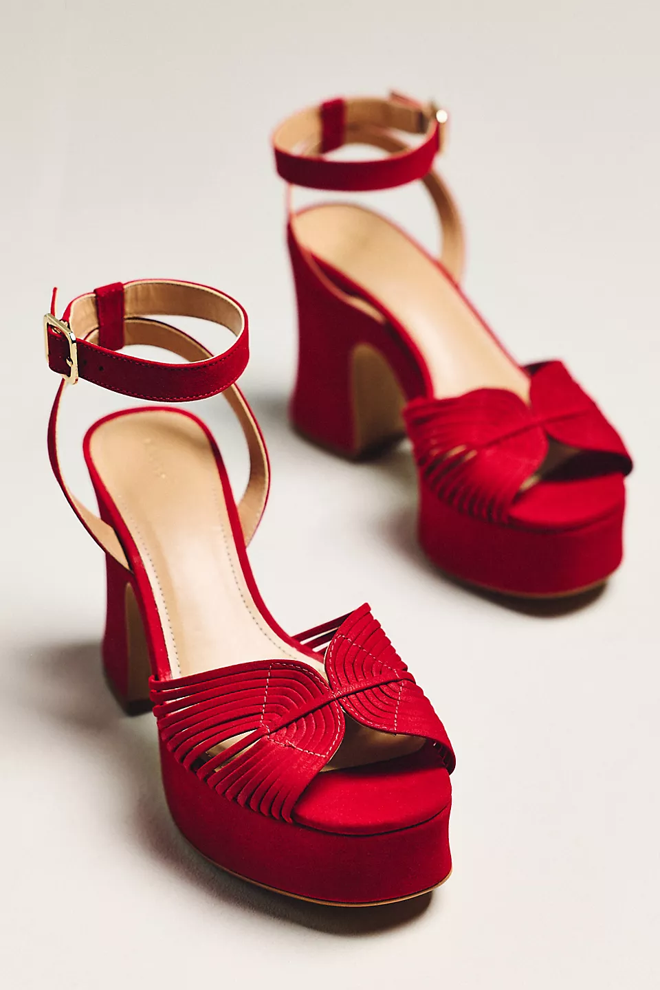 bright red platform heels